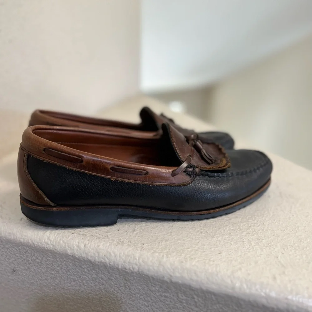 Allen Edmonds Nashua Loafers Shoes 12‎ D Black Brown Leather Tassel Made In USA